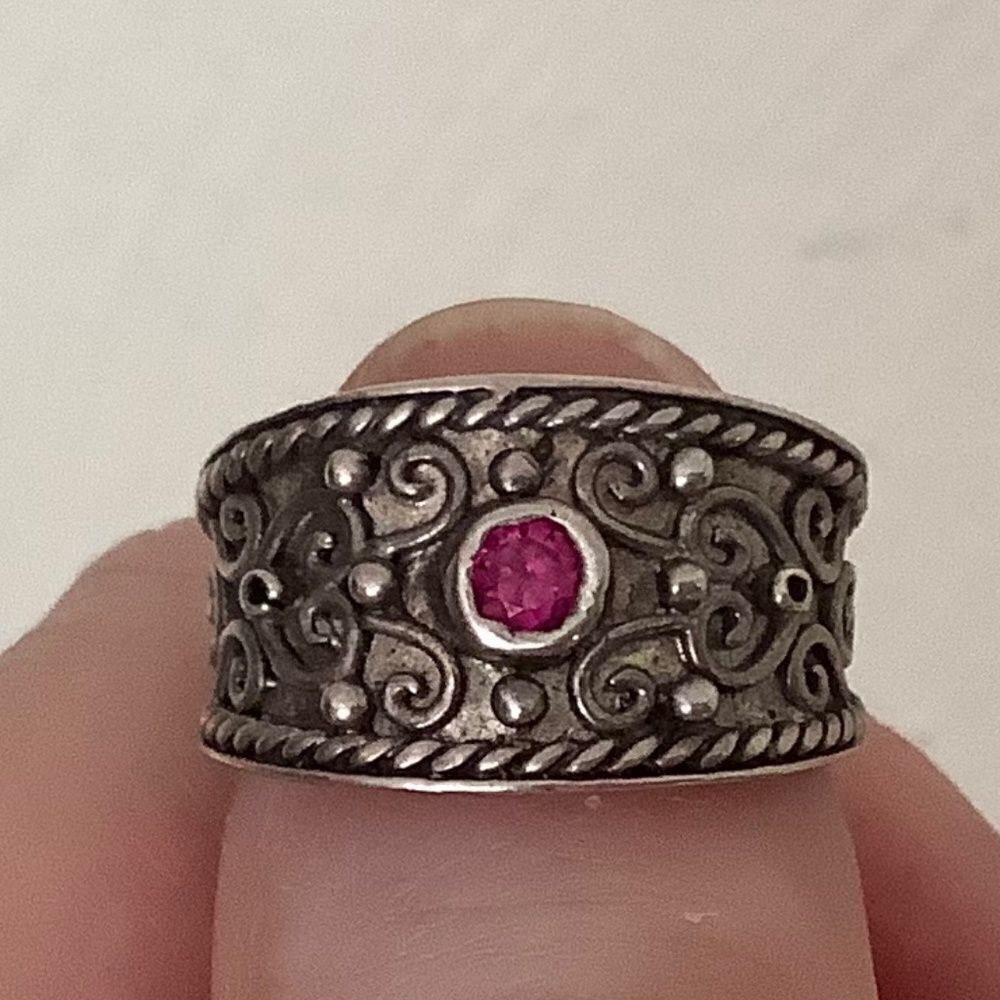 Sterling SILVER 925 TURMALIN FILIGREE WOMAN RING SIZE US 6.5​